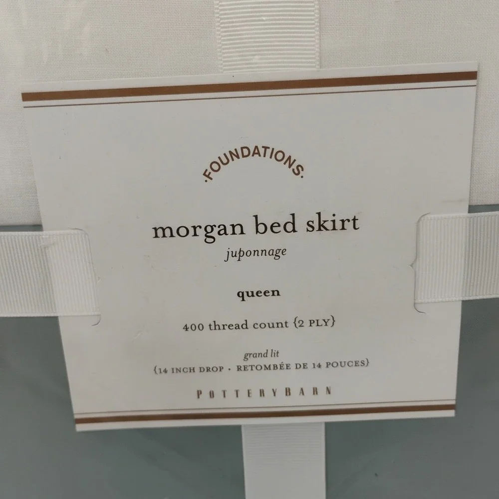 Pottery Barn Morgan Bed Skirt Queen 400 Thread‎ Count 100% Cotton New in Package